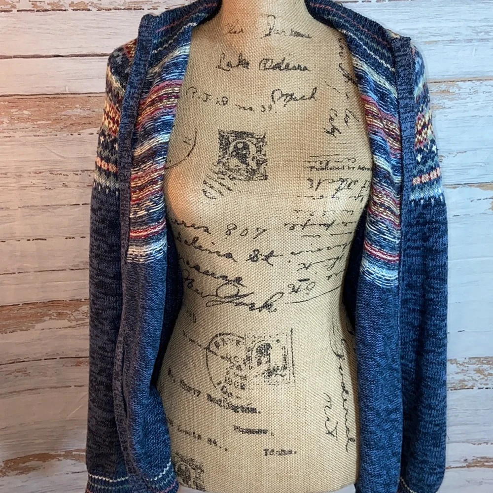 Vintage Tiara International Fair Isle Nordic Front Zip Cardigan Sweater Medium